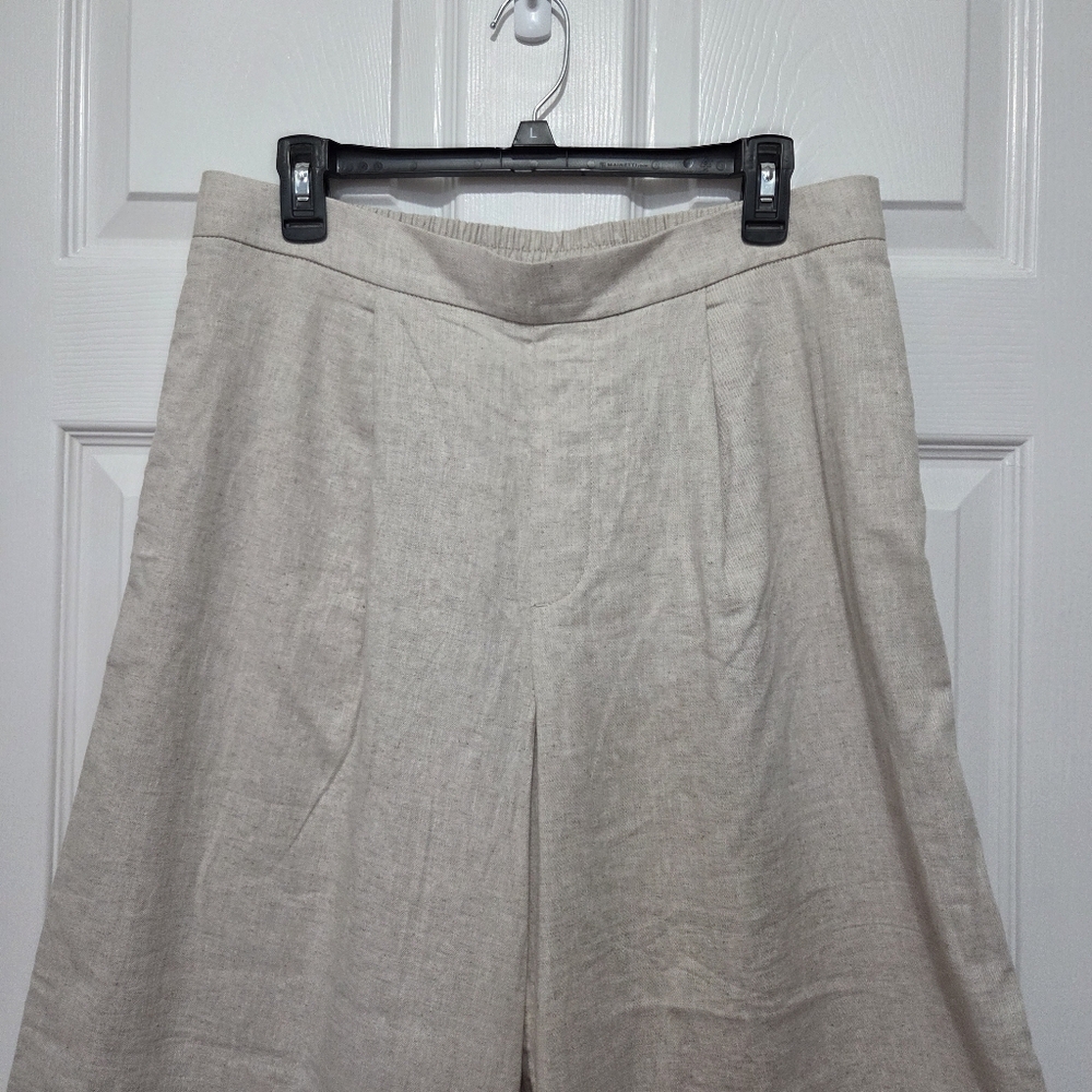 Banana Republic Linen Blend Pants, Beige Wide-Leg Pull-On Crop Pant Size Medium - Picture 5 of 15